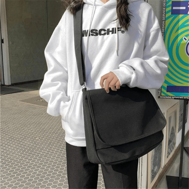 Sac Bandoulière de Cours Souple Noir