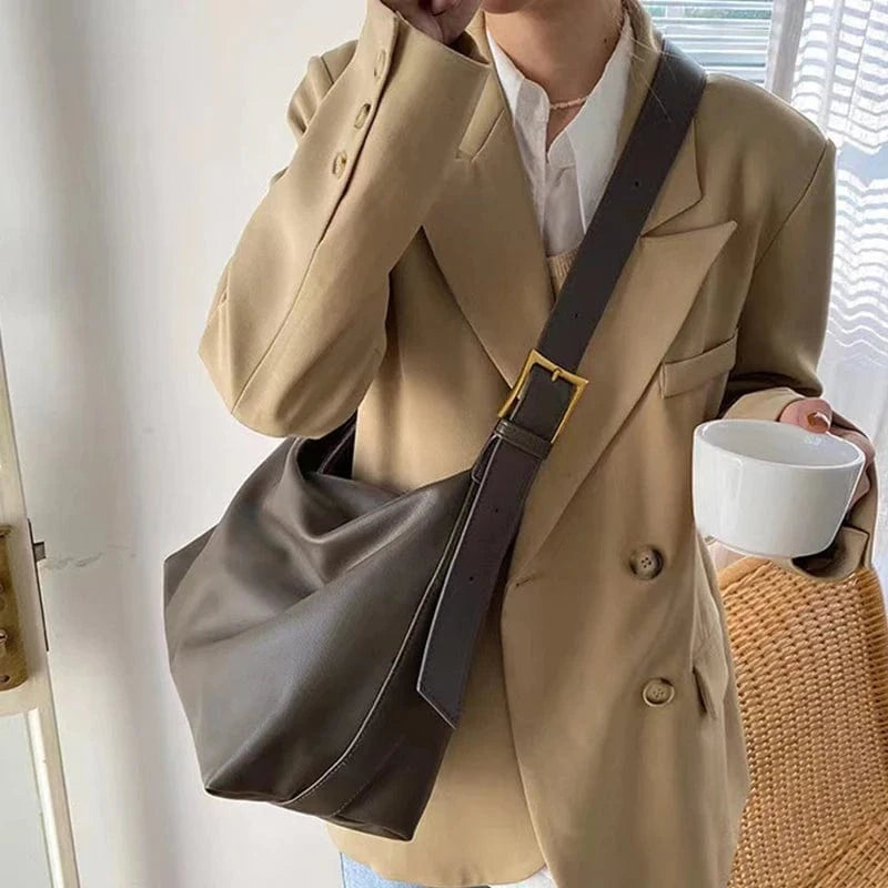 Sac Bandoulière en Cuir Souple gray