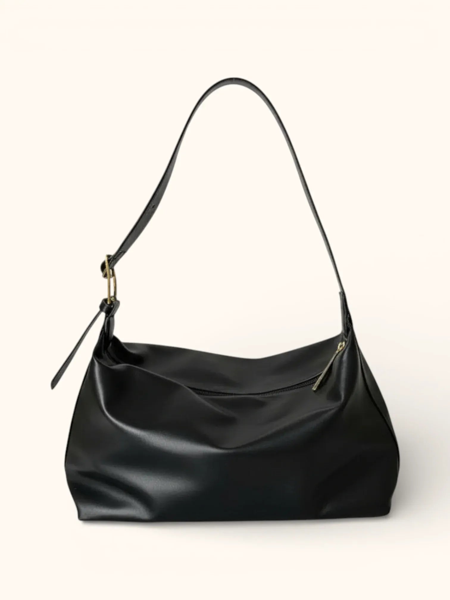 Sac Bandoulière en Cuir Vegan Souple Noir