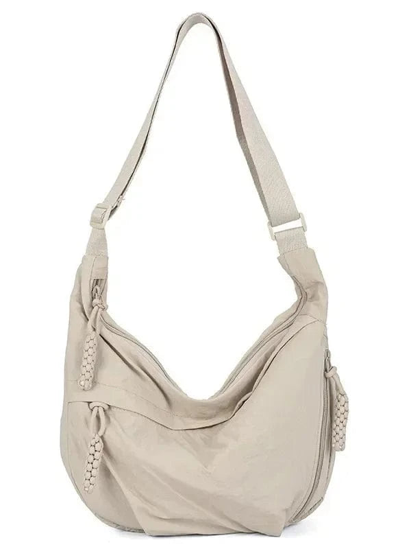 Sac Besace de Cours en Nylon Blanc