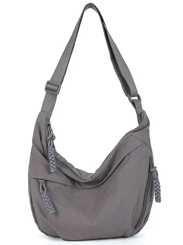 Sac Besace de Cours en Nylon Gris