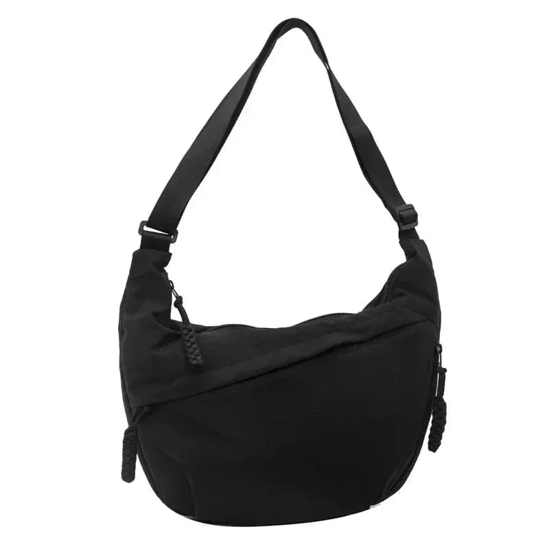 Sac Besace de Cours en Nylon Noir