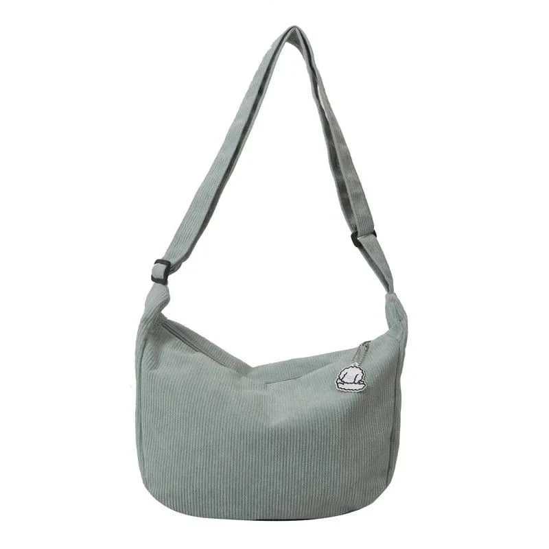 Sac Besace de Cours en Velour Vert clair