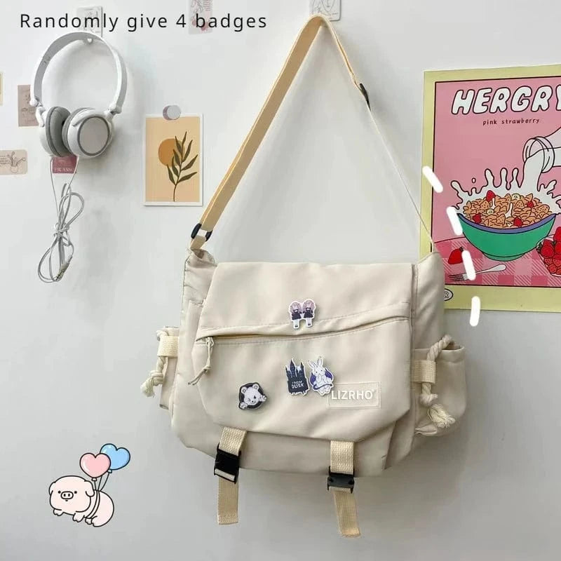 Sac Besace de Cours Kawaii Blanc