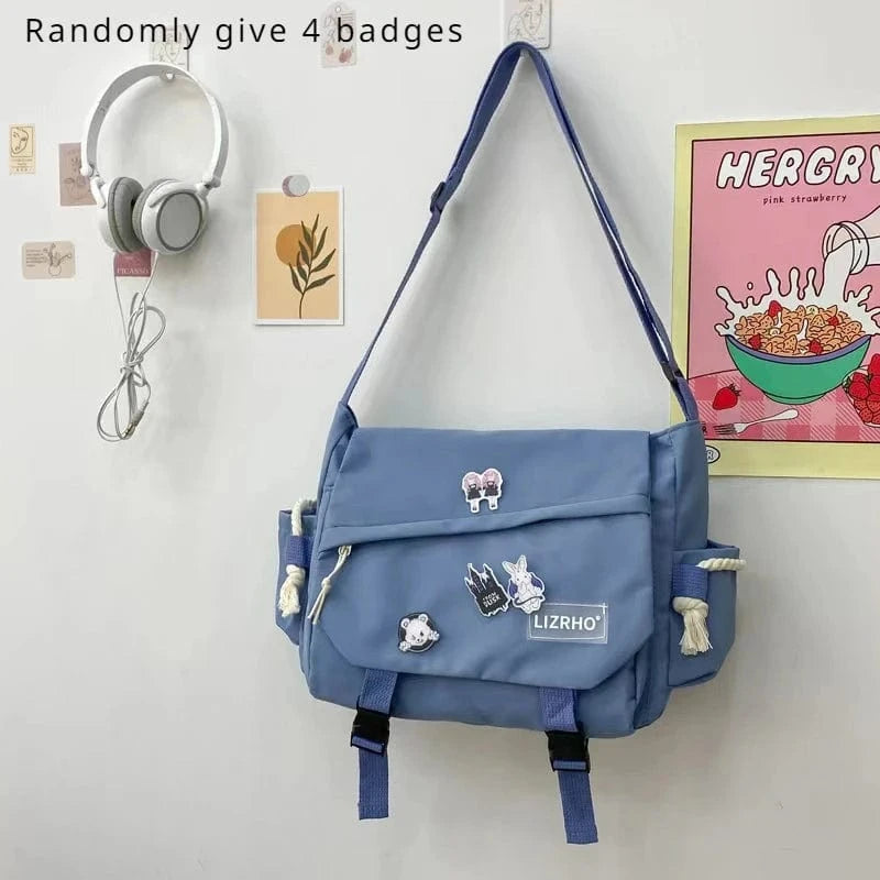 Sac Besace de Cours Kawaii Bleu