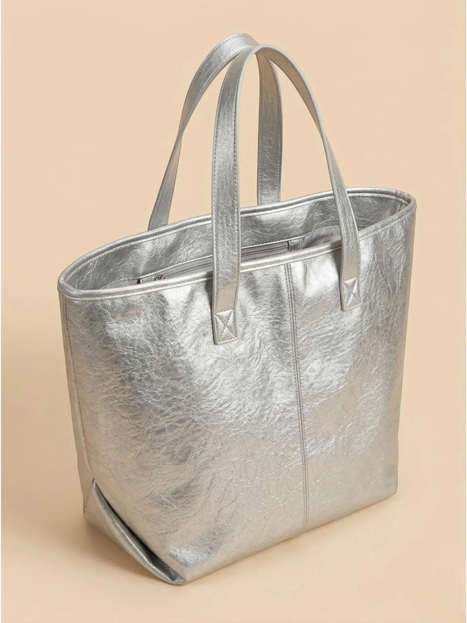 Sac Cabas Argenté Argent