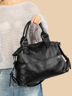 Sac Cabas Aviateur en Similicuir Noir