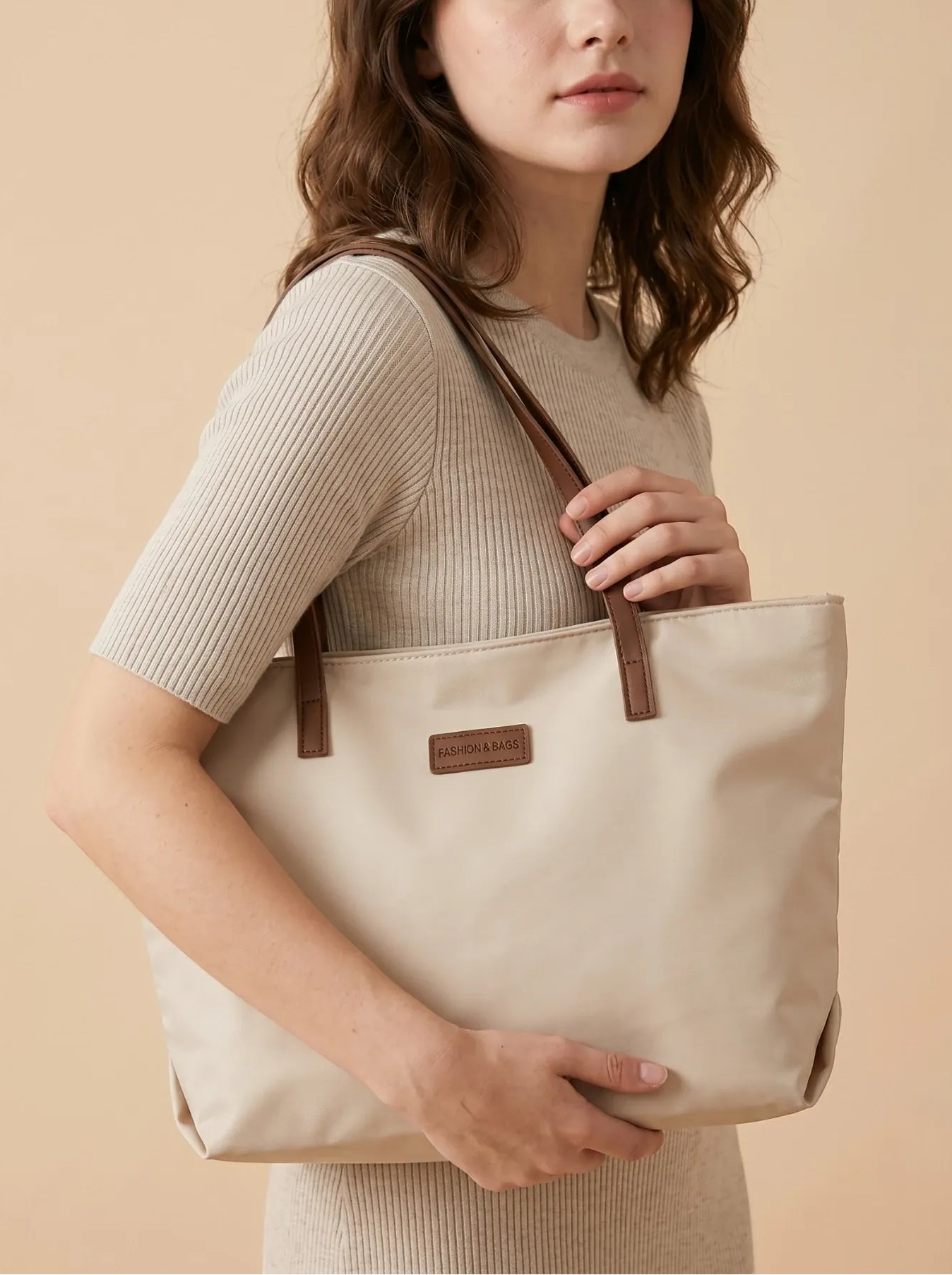 Sac Cabas Beige en Toile Beige