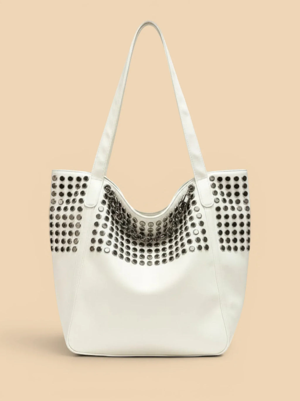 Sac Cabas Blanc Clouté Blanc