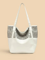 Sac Cabas Blanc Clouté Blanc