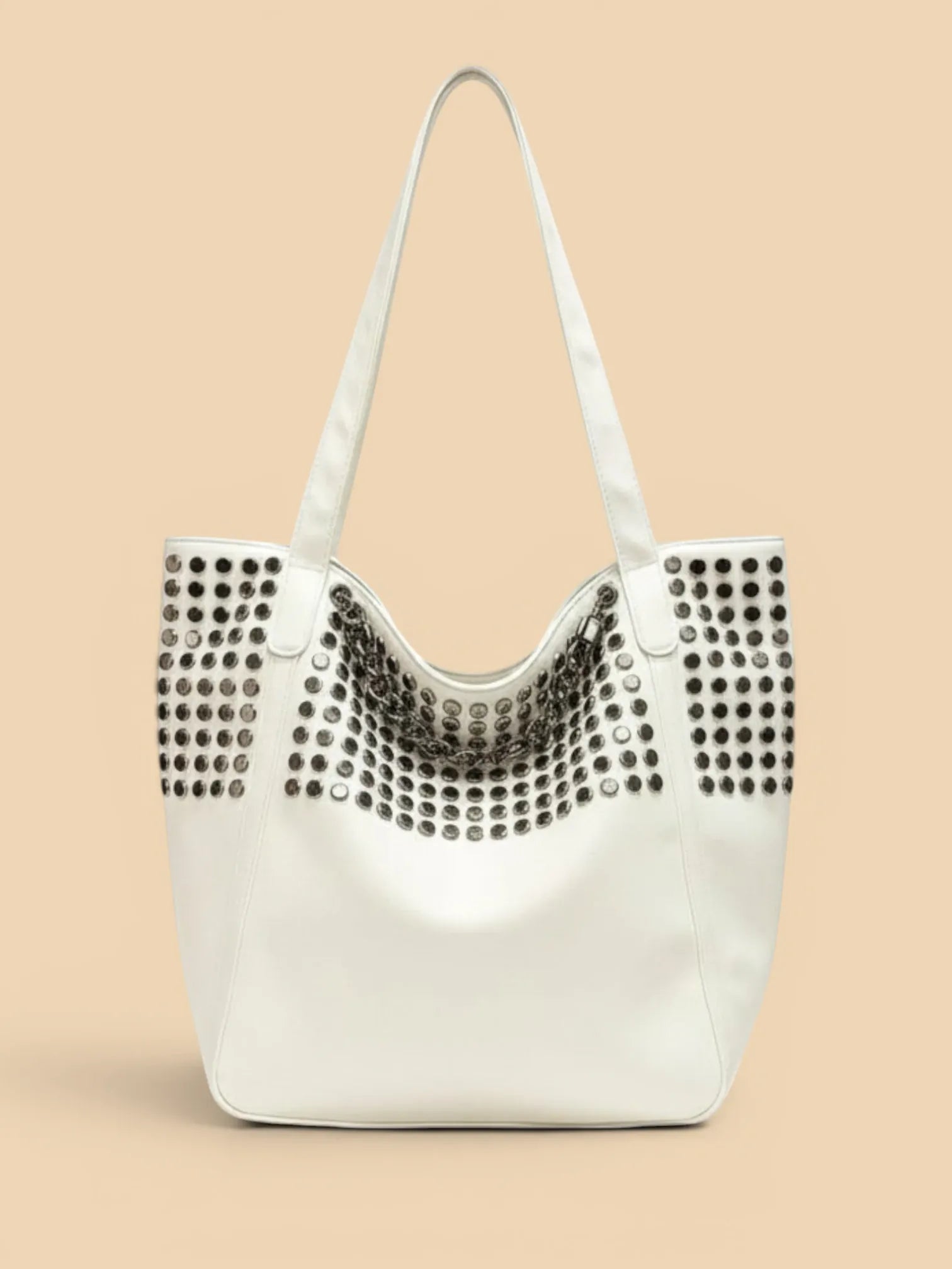 Sac Cabas Blanc Clouté Blanc