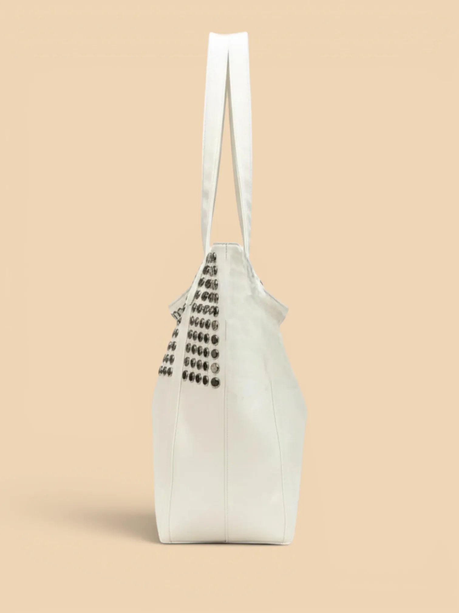 Sac Cabas Blanc Clouté Blanc