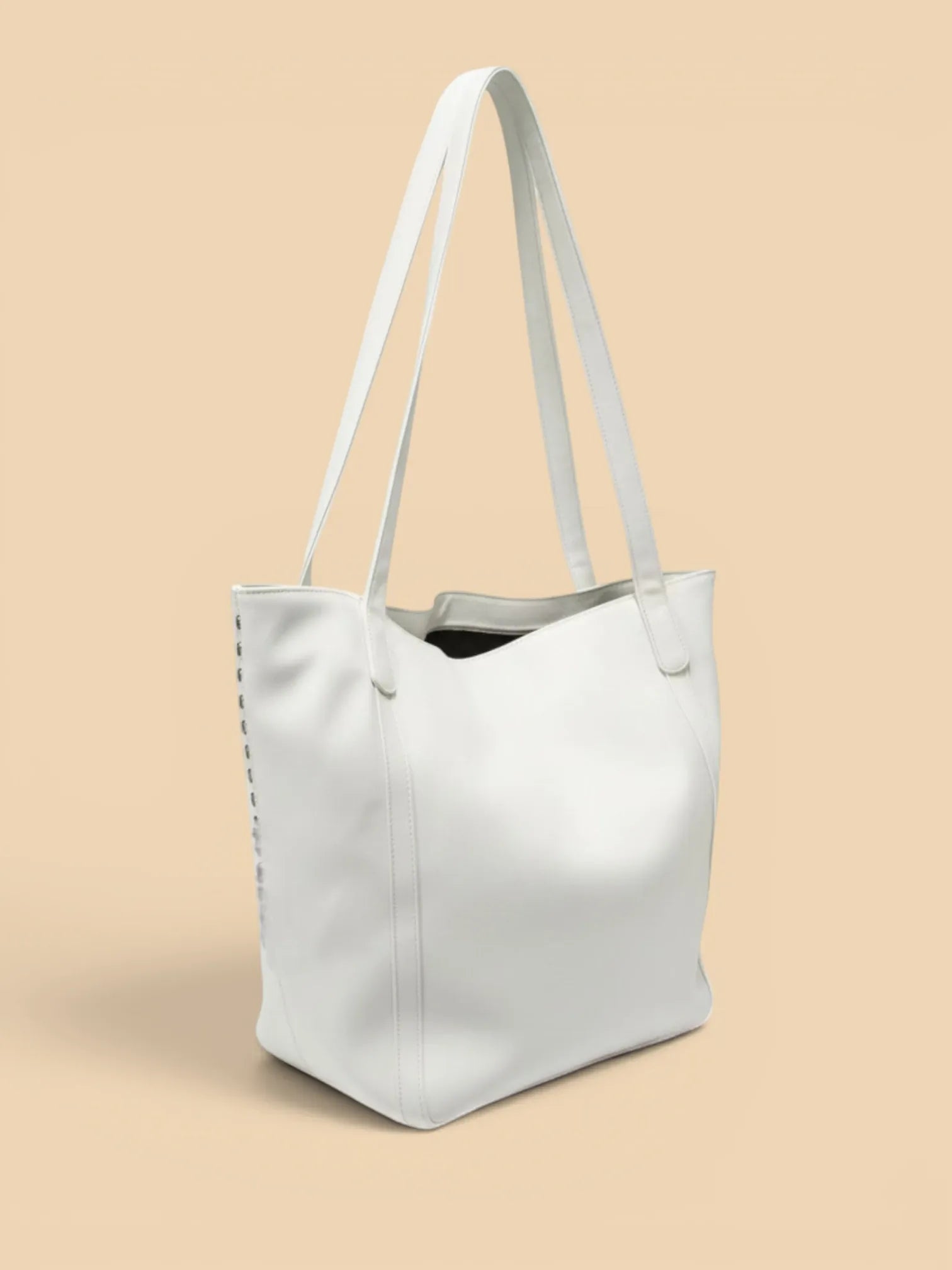 Sac Cabas Blanc Clouté Blanc