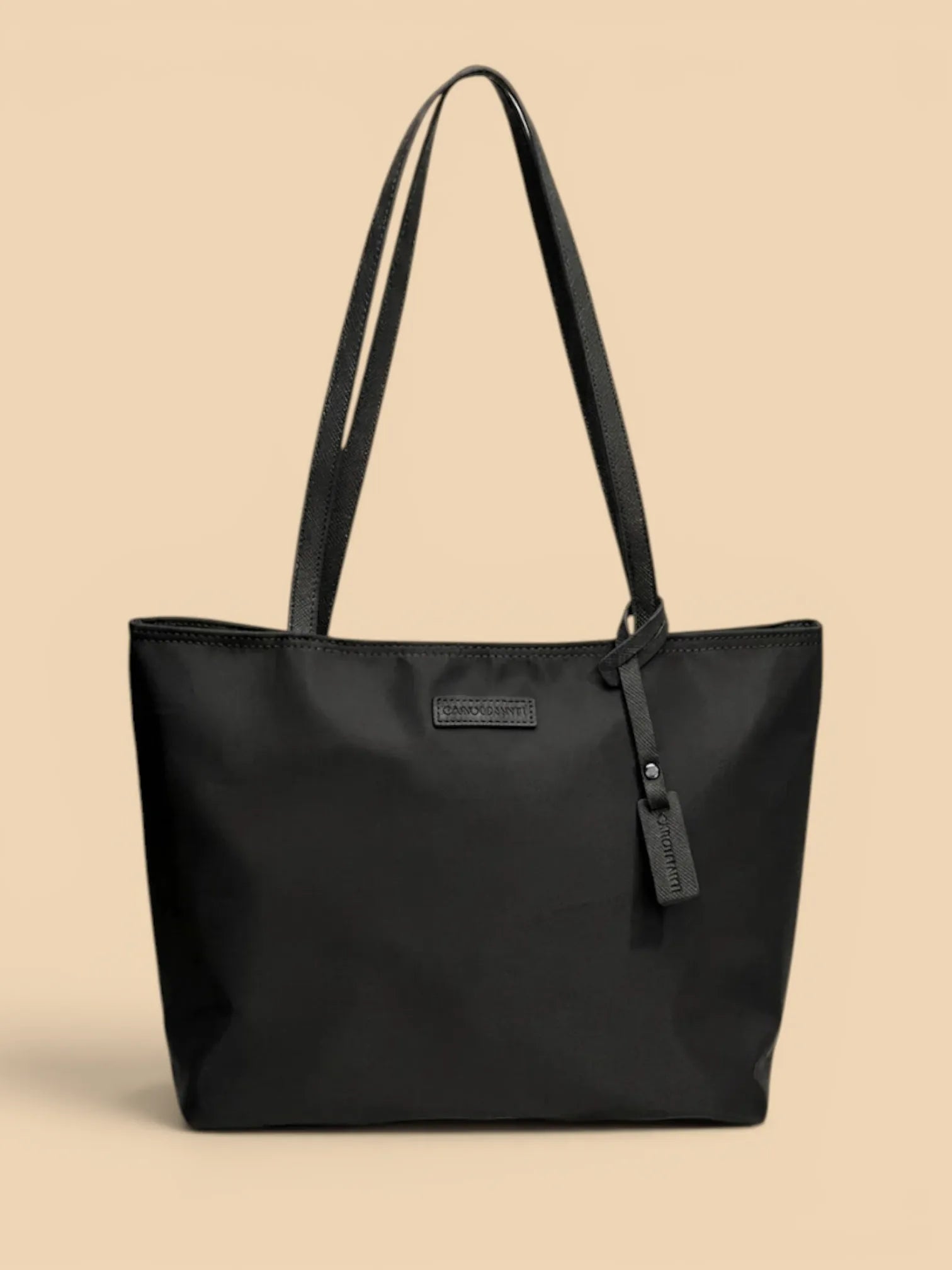 Sac Cabas Carré Design en Nylon Noir