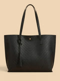 Sac Cabas Casual en Cuir Vegan Lisse Noir