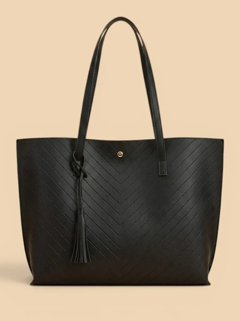 Sac Cabas Casual en Cuir Vegan Lisse Noir