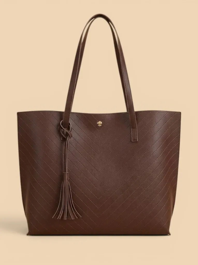 Sac Cabas Casual en Cuir Vegan Lisse Marron
