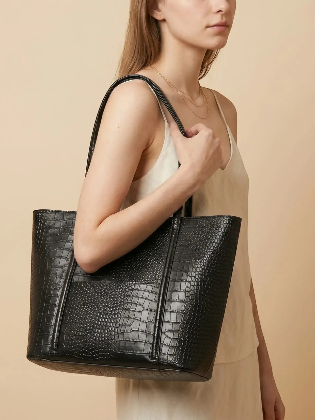 Sac Cabas Croco Noir Noir