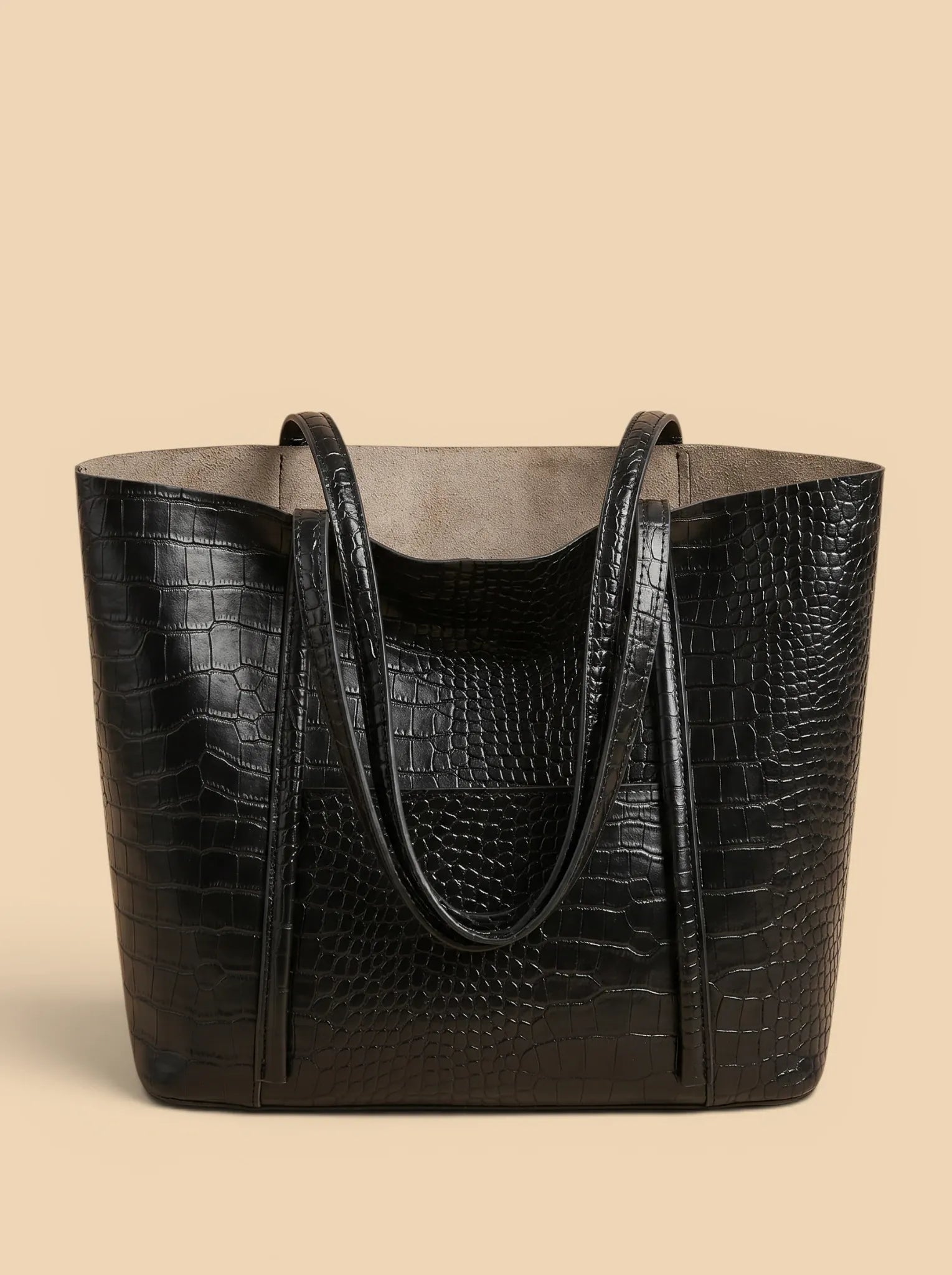 Sac Cabas Croco Noir Noir