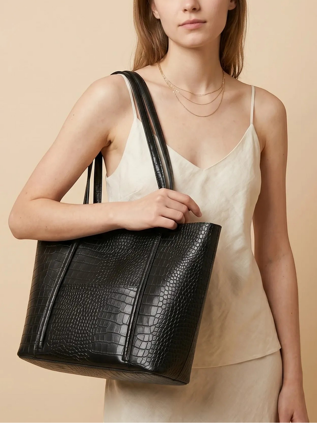 Sac Cabas Croco Noir Noir