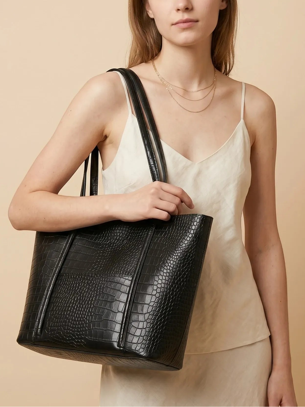 Sac Cabas Croco Noir Noir