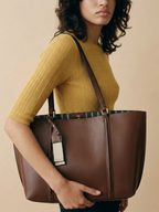 Sac Cabas Cuir Vegan Lisse Marron