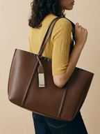 Sac Cabas Cuir Vegan Lisse Marron