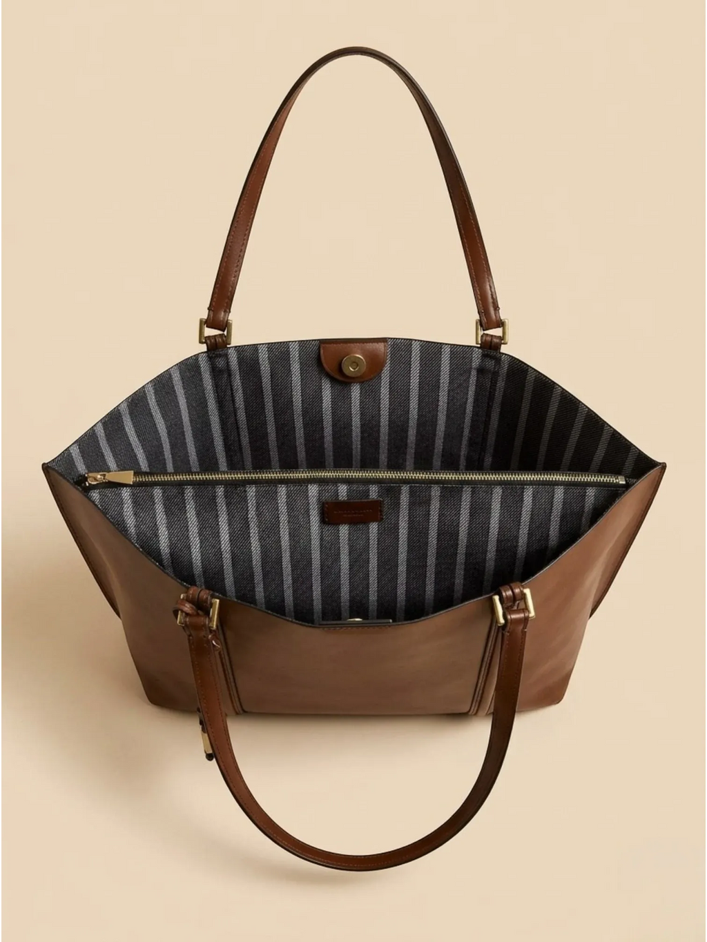Sac Cabas Cuir Vegan Lisse Marron