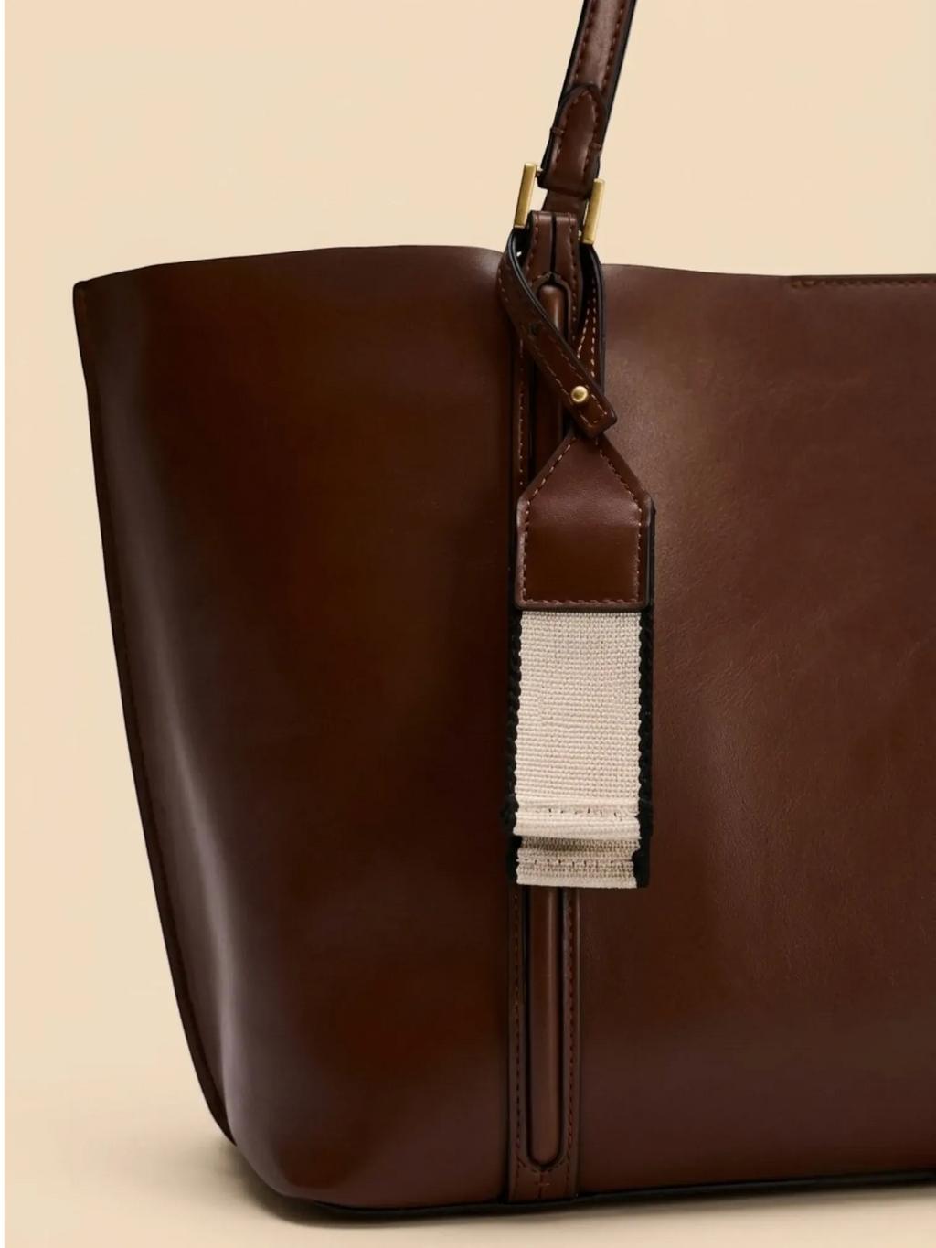 Sac Cabas Cuir Vegan Lisse Marron