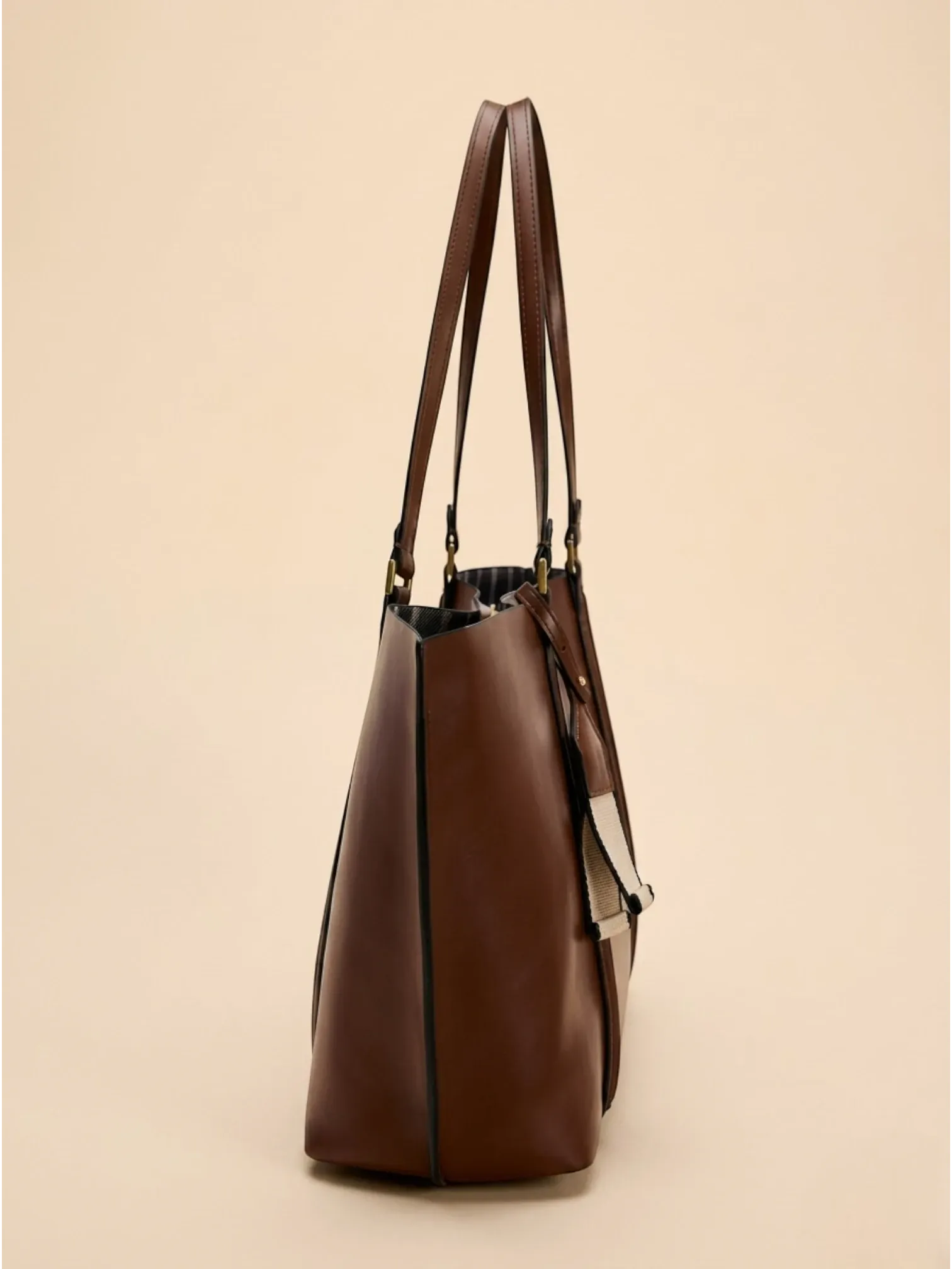 Sac Cabas Cuir Vegan Lisse Marron