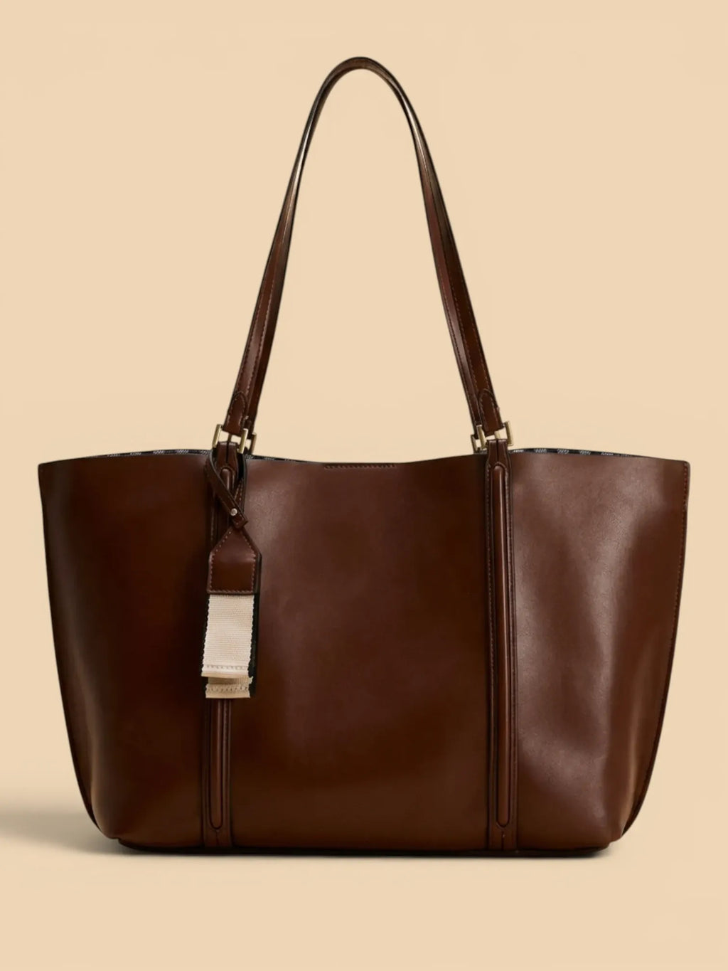 Sac Cabas Cuir Vegan Lisse Marron