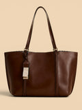 Sac Cabas Cuir Vegan Lisse Marron