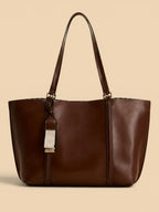 Sac Cabas Cuir Vegan Lisse Marron