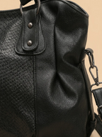 Sac Cabas de Cours Cuir Vegan Croco Noir