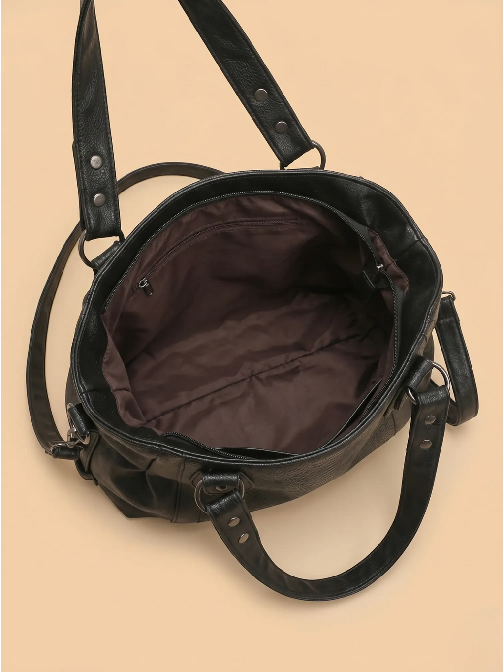 Sac Cabas de Cours Cuir Vegan Croco Noir