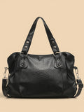 Sac Cabas de Cours Cuir Vegan Croco Noir