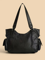 Sac Cabas de Cours Design en Cuir Vegan Noir