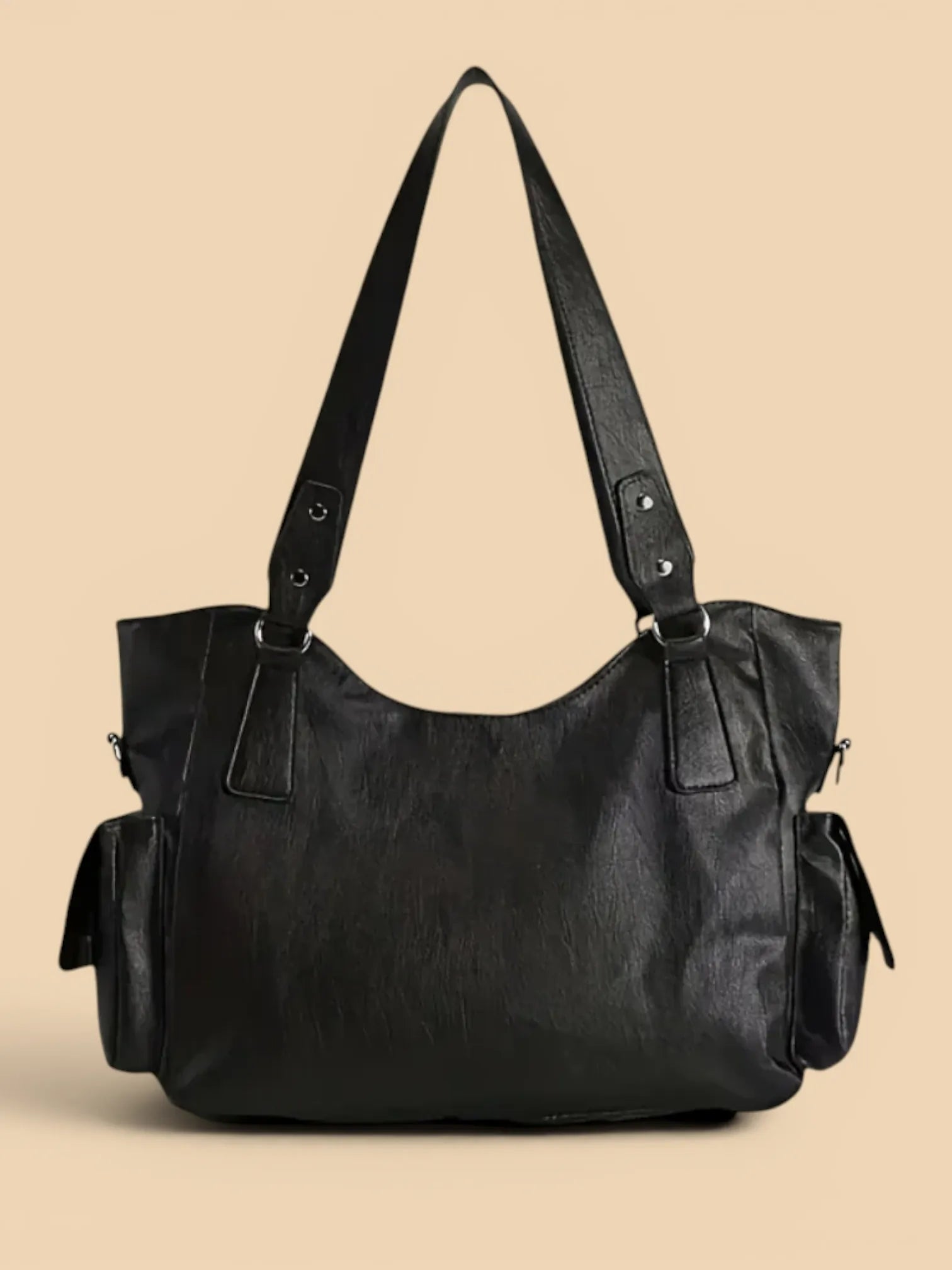 Sac Cabas de Cours Design en Cuir Vegan Noir