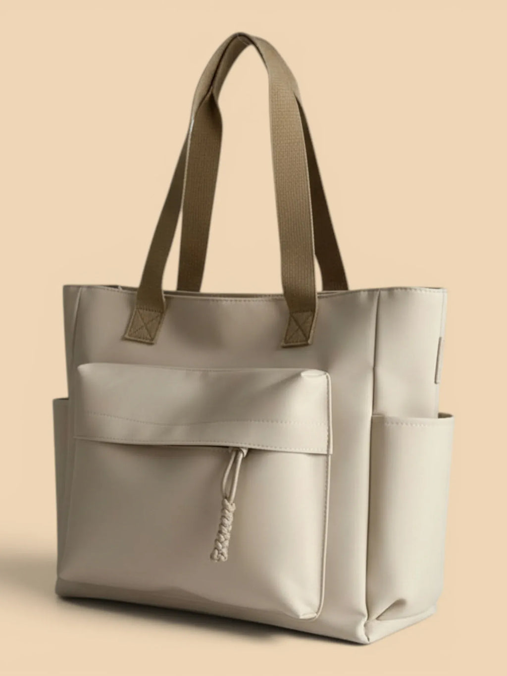 Sac Cabas de Cours en Toile Imperméable Beige