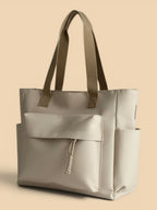 Sac Cabas de Cours en Toile Imperméable Beige