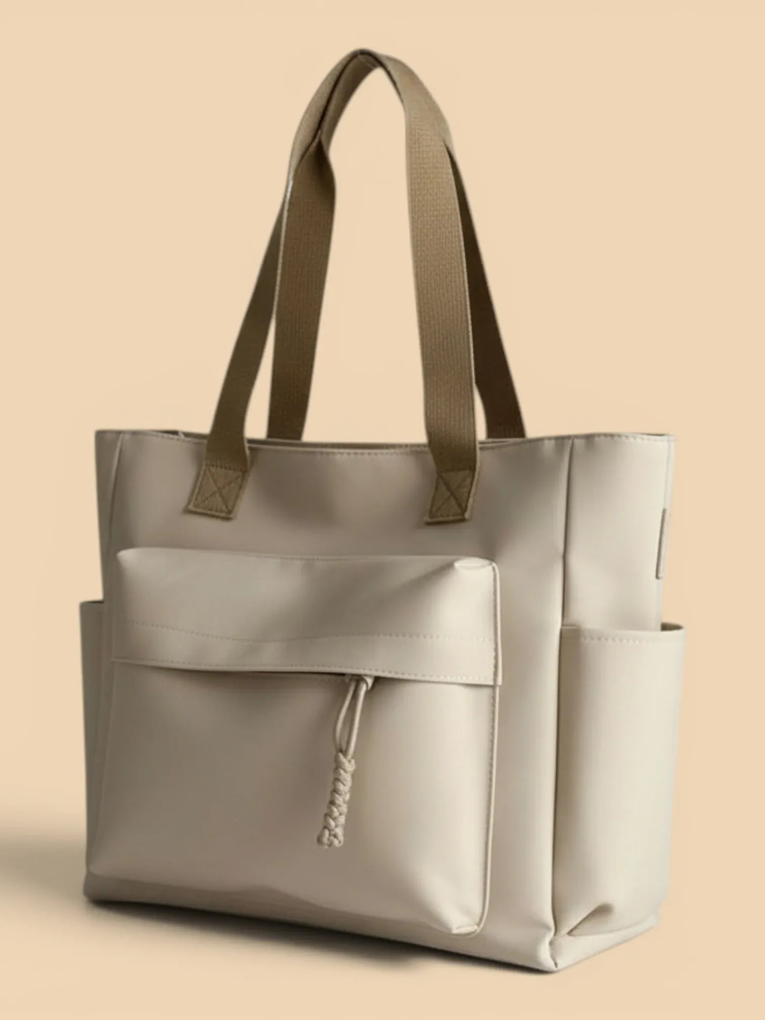 Sac Cabas de Cours en Toile Imperméable Beige