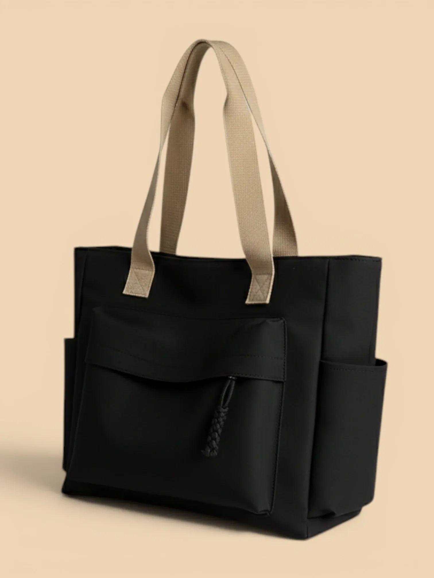 Sac Cabas de Cours en Toile Imperméable Noir