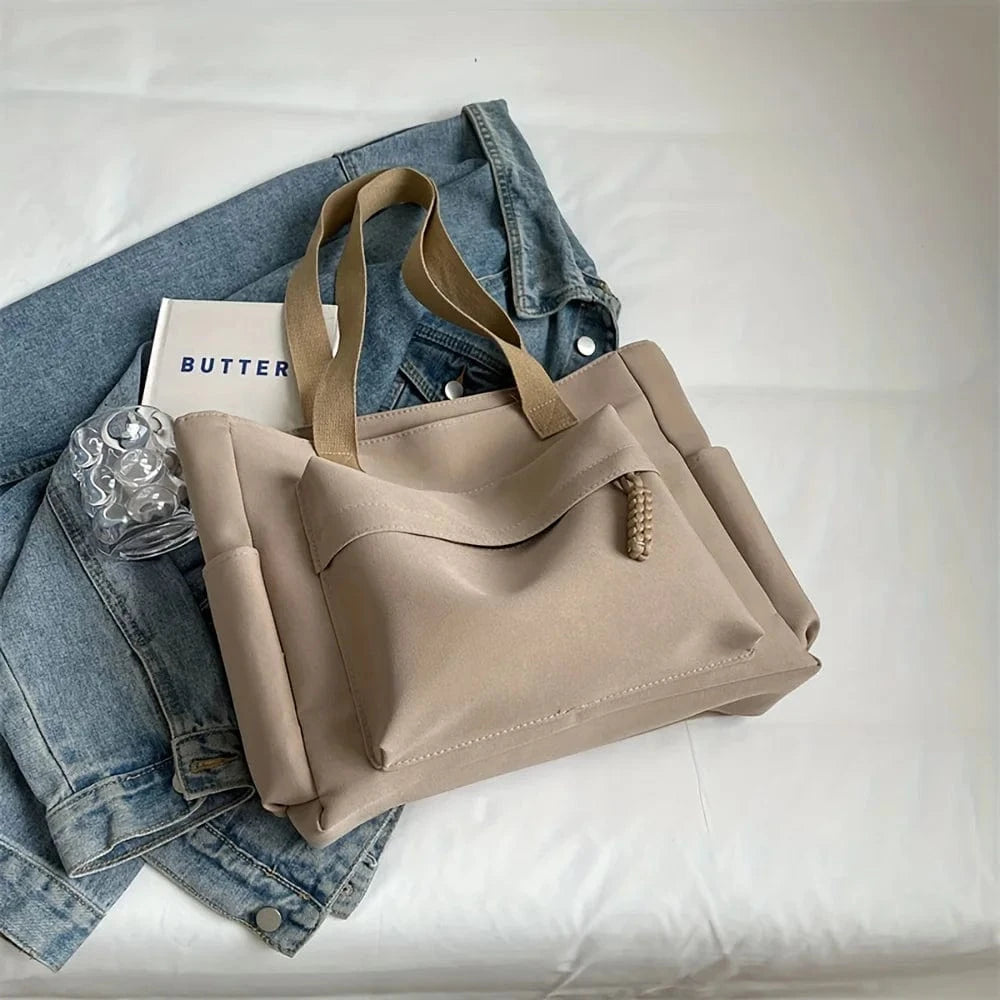 Sac Cabas de Cours en Toile Imperméable Khaki