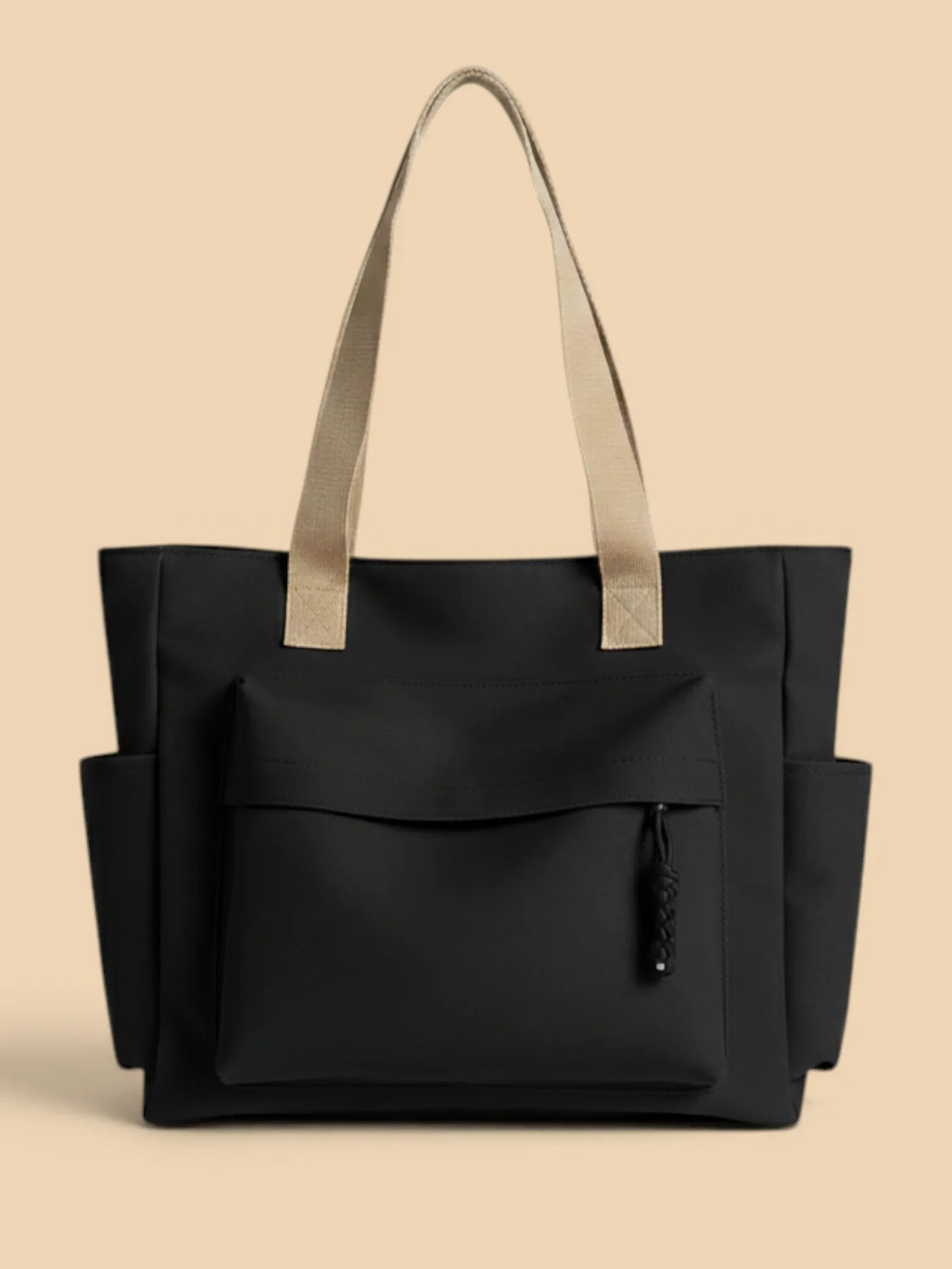 Sac Cabas de Cours en Toile Imperméable Noir