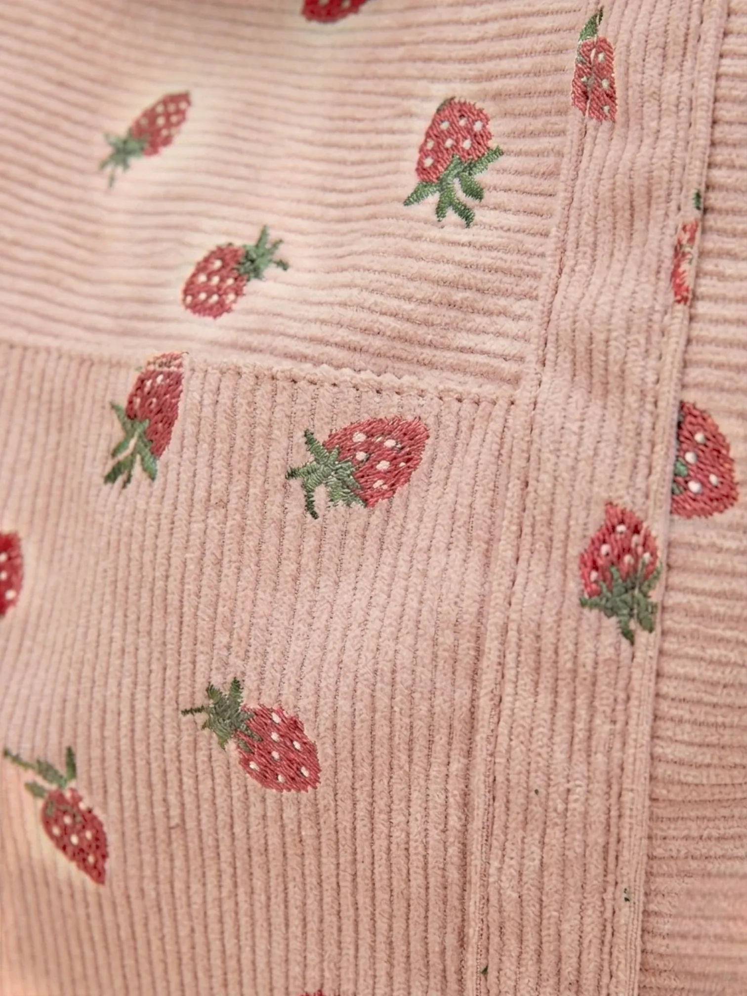 Sac Cabas de Cours en Velours Fraise Rose