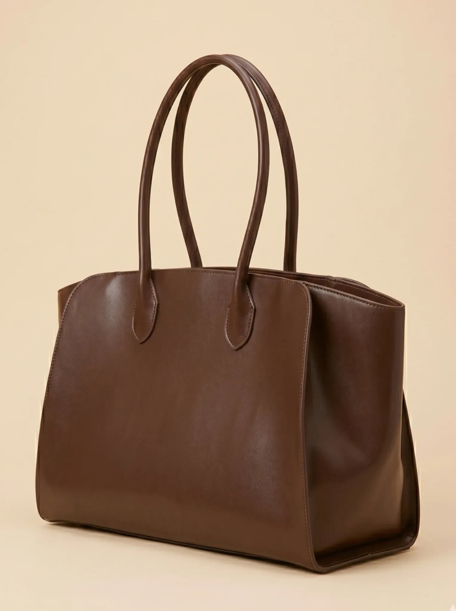 Sac Cabas de Cours Minimaliste Quiet Luxury Café