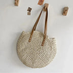 Sac Cabas de Cours Rond Macramé Beige