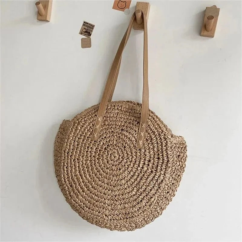 Sac Cabas de Cours Rond Macramé Khaki