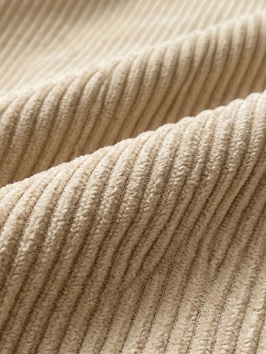 Sac Cabas Duo en Velours Côtelé avec Pochette Crème
