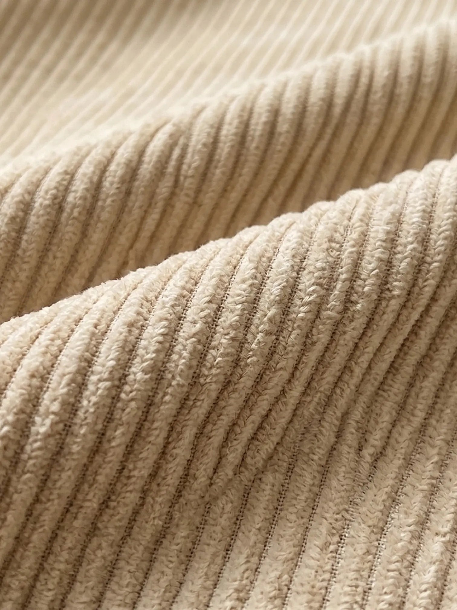 Sac Cabas Duo en Velours Côtelé avec Pochette Crème